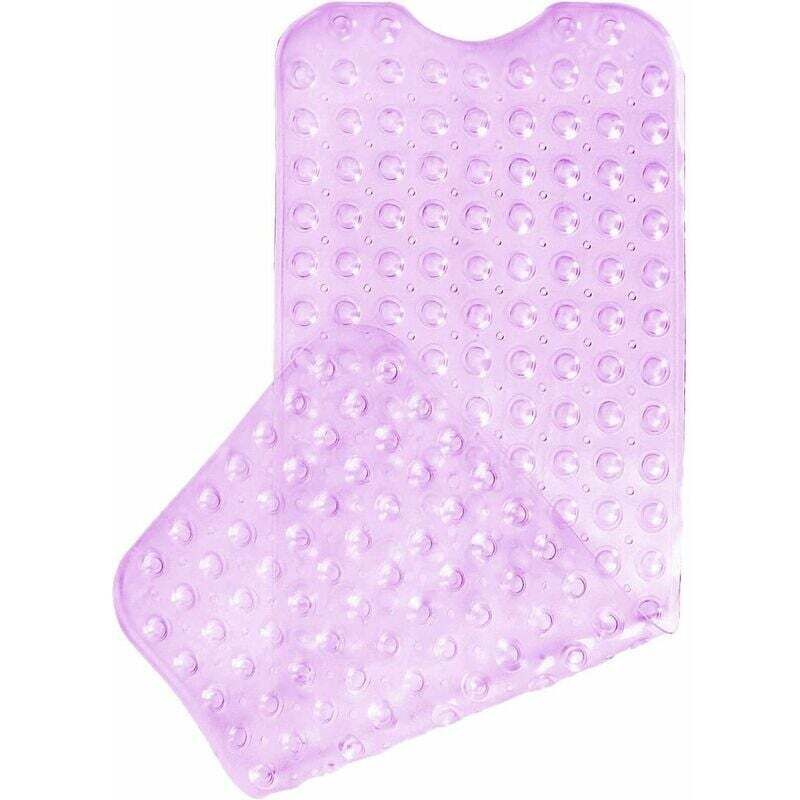Tapis de baignoire antidérapant en PVC avec 200 ventouses Tapis ultra long pour baignoire et douche 100 x 40 cm, PVC, Transparentes Lila, 100 x 40 cm
