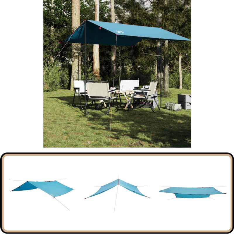 Tarp Blau 300x294 cm Wasserdicht - Zelttarp - Campingzelt - Regenschutz - Wasserdichte Plane - Wanderzubehör
