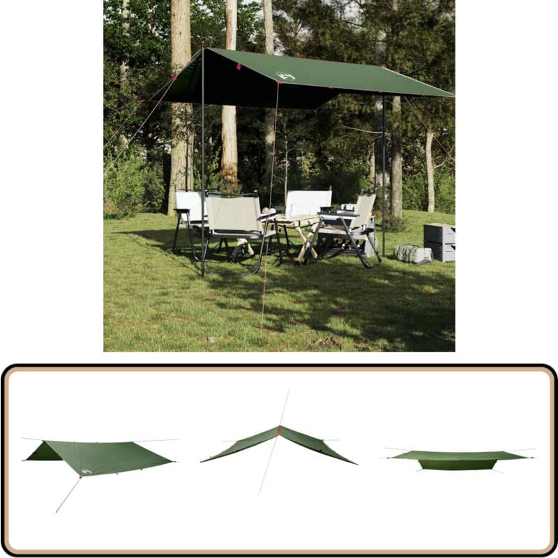 Tarp Grün 300x294 cm Wasserdicht - Zelte - Campingzelt - Regenschutz - Wasserdichte Plane - Polyesterzelt