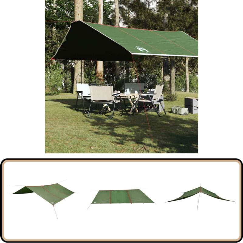 Tarp Grün 420x440 cm Wasserdicht - Zelte - Campingzelt - Regenschutz - Wasserdichte Plane - Polyesterzelt