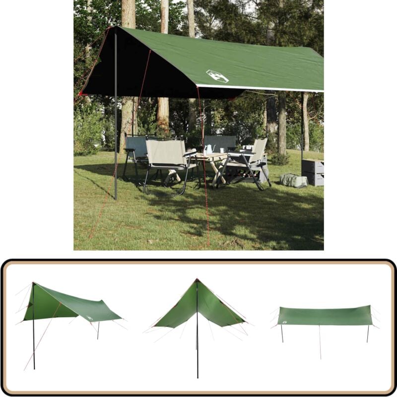 Tarp Grün 460x305x210 cm Wasserdicht - Outdoorzelt - Campingzelt - Wasserdichter Zeltplane - Oxford-Gewebe - UV-Schutz