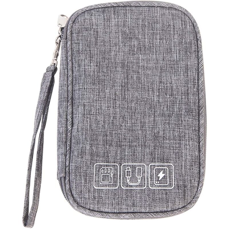 Alovez - Tasche für elektronisches Zubehör, Aufbewahrungsbox für digitale Geräte, Organizer-Tasche aus grauem Nylon für Reiseausrüstung