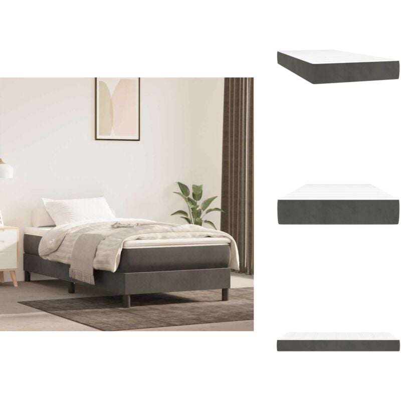 Taschenfederkernmatratze für Kinder Dunkelgrau 80x160 cm Samt - Taschenfederkernmatratze Für Kinder - Taschenfederkernmatratzen Für Kinder - Matratze