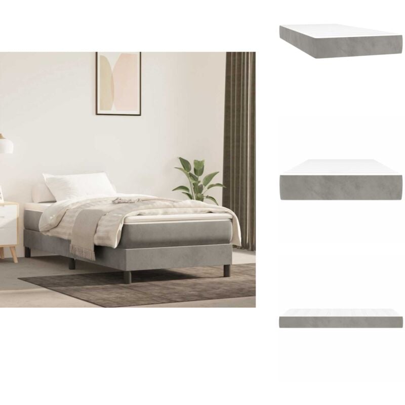 Taschenfederkernmatratze Hellgrau 80x210x20 cm Samt - Taschenfederkern-Matratze - Taschenfederkern-Matratzen - Matratze - Schlafzimmermöbel