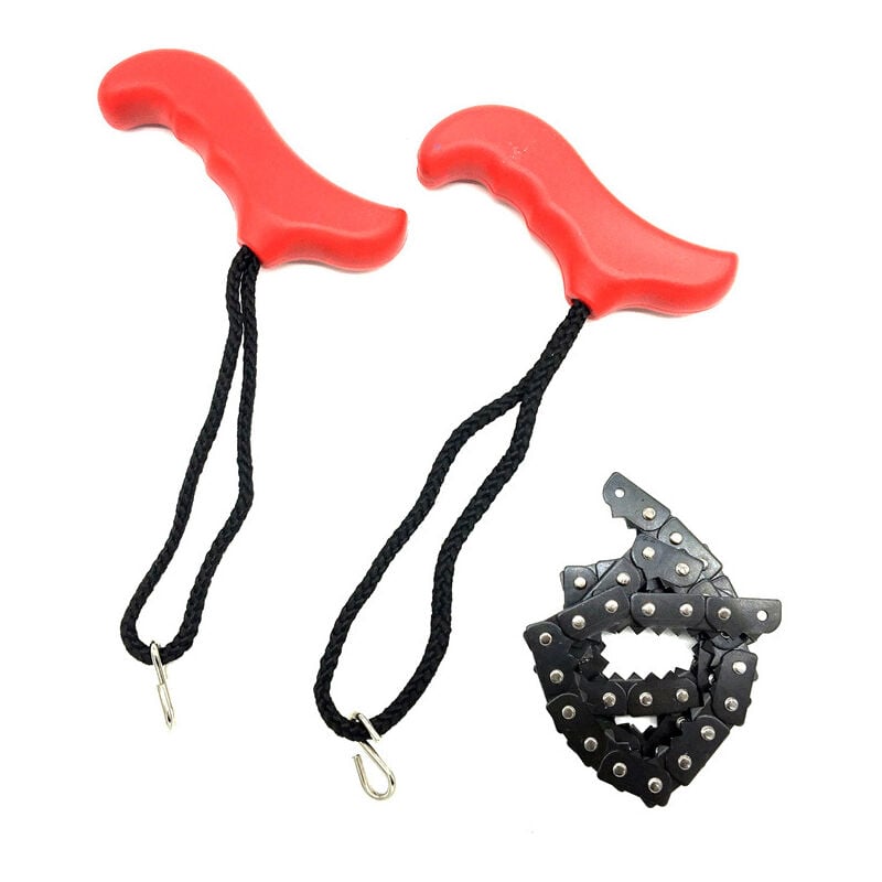 Aougo - Taschenkettensäge, Survival-Handsäge, tragbare leichte Metall-Handkettensäge Outdoor-Notfall-Überlebenszubehör,Rot