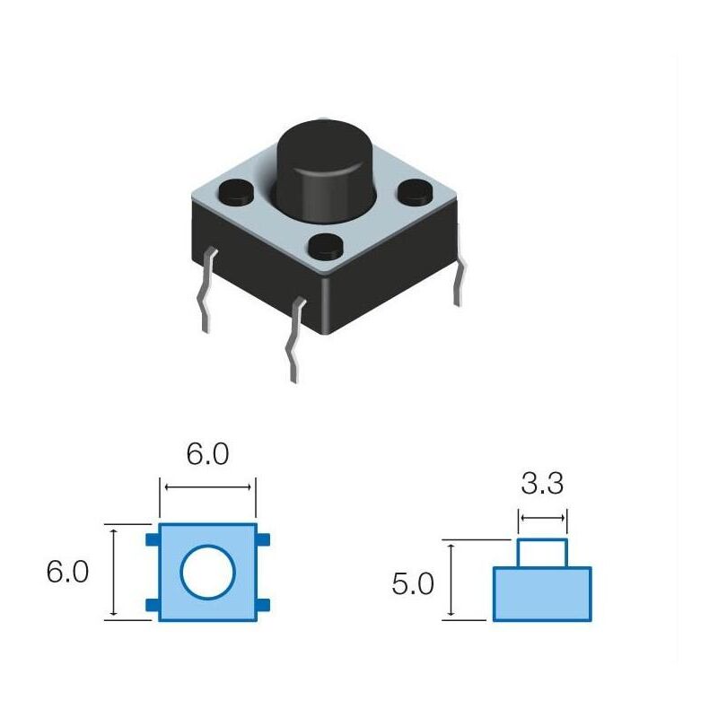 Taster Touch 6x6mm Länge 5,0mm 5 Stifte