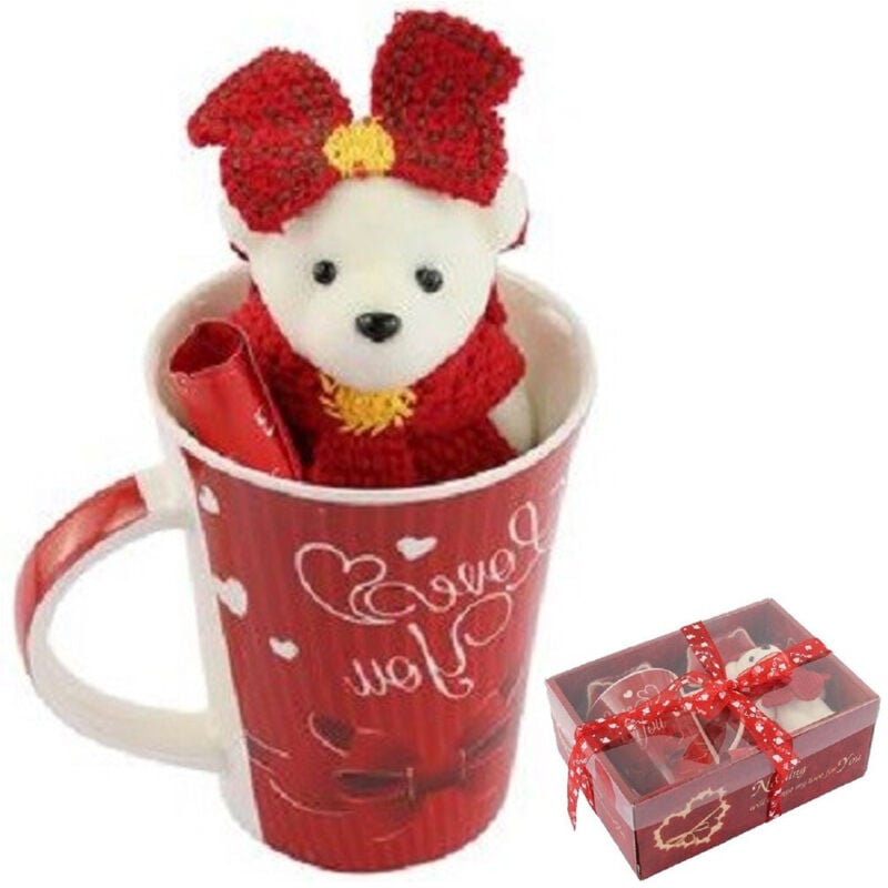 Trade Shop Traesio - Trade Shop - tazzo mit bianca peluches in regaler konfehl für san valentino 63299 -