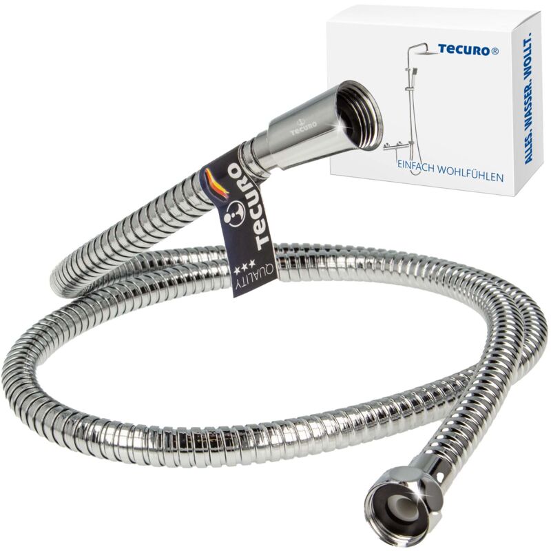 tecuro Metall Agraff Brauseschlauch 1,00 m, doppelt gewickelt, hochglanzverchromt
