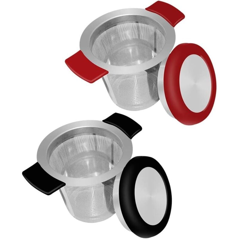 Tee-Ei aus 18/8 Edelstahl, großes Fassungsvermögen und Doppelgriffe, 2er-Set Sourceton-Siebe für losen Tee zum Aufhängen von Teekannen und Teetassen