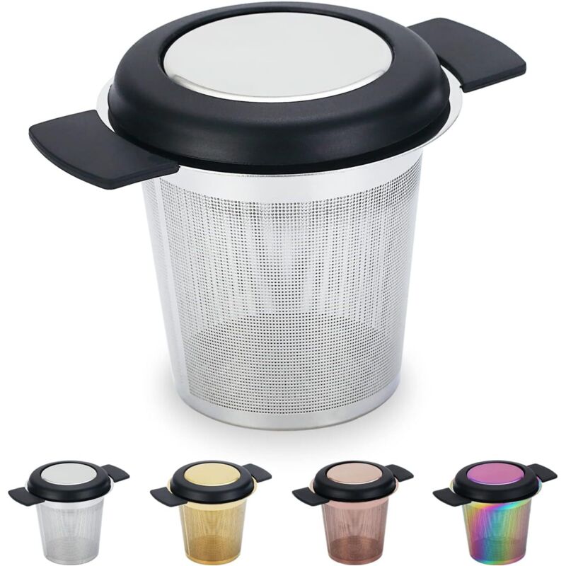 Tee-Ei-Sieb aus Edelstahl, feinmaschige Filter für Tee- und Kaffee-Ei mit großem Fassungsvermögen und Doppelgriffen in perfekter Größe. (Silber)