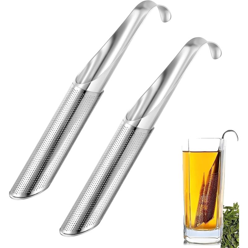 Teefilter aus Edelstahl, Teefilter für losen Tee, Rosen, Kaffee, Gewürze, Teefilter mit langem Griff, Röhren-Teefilter und feinmaschiger Teefilter,