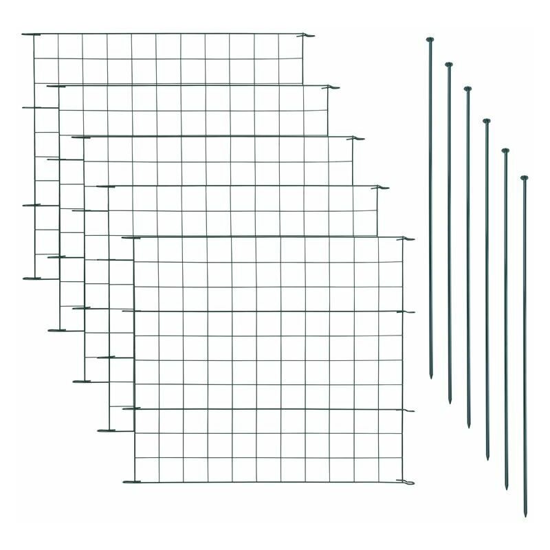 Estexo - Teichzaun Gartenzaun 11-tlg Set Teich Zaun 5 Zaunelemente Gitterzaun Metall Grün Gerade