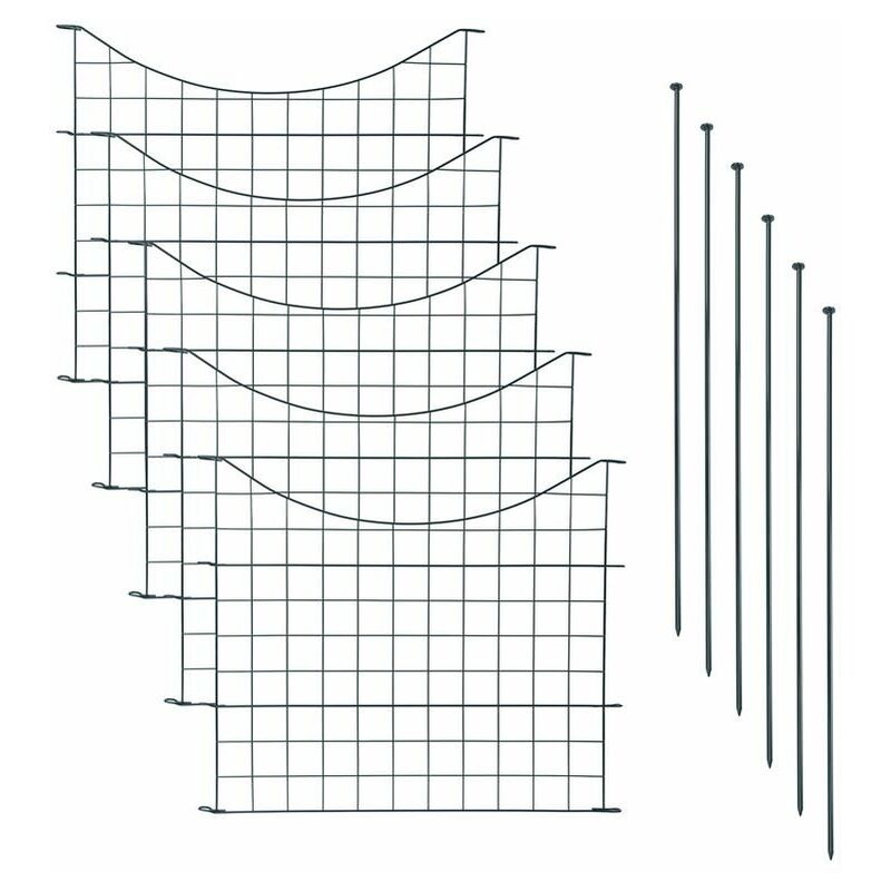 Estexo - Teichzaun Gartenzaun 11tlg Set Teich Zaun 5 Zaunelemente Gitterzaun Anthrazit Unterbogen
