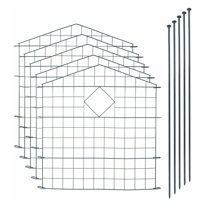 Teichzaun Gartenzaun 11tlg Set Teich Zaun 5 Zaunelemente Gitterzaun Anthrazit Oberbogen spitz mit Raute