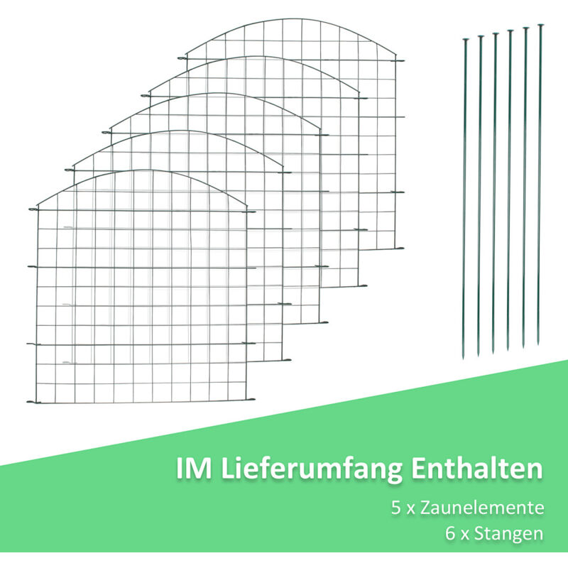 Teichzaun Gartenzaun 11tlg Set Zaun Teich 5 Zaunelemente und 6 Befestigungsstäben. Welpanauslauf. Metall. Gartenzaun. Freigehege. Teich. Zaun.