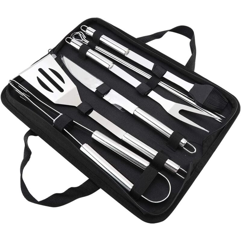 Teile/satz Edelstahl Grill Werkzeug Set Haushalt Grill Tool Kit Tragbare Outdoor Grill Utensil Set mit Silber Oxford Tasche