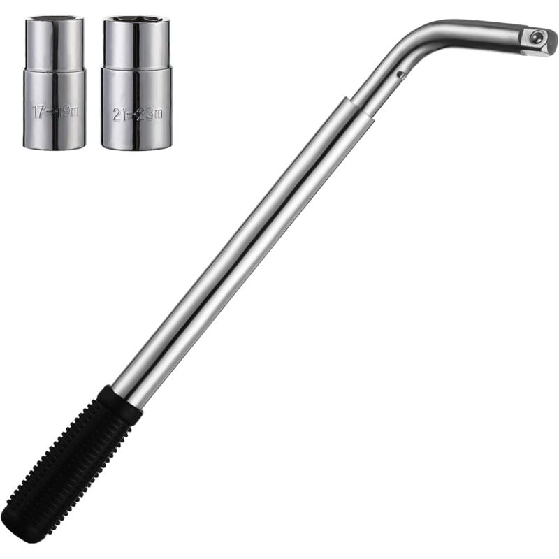 Teleskop-Radschlüssel, ausziehbarer Radschlüssel aus Stahl für Pkw, Transporter, Lkw, Wohnwagen (17 mm, 19 mm, 21 mm und 23 mm)