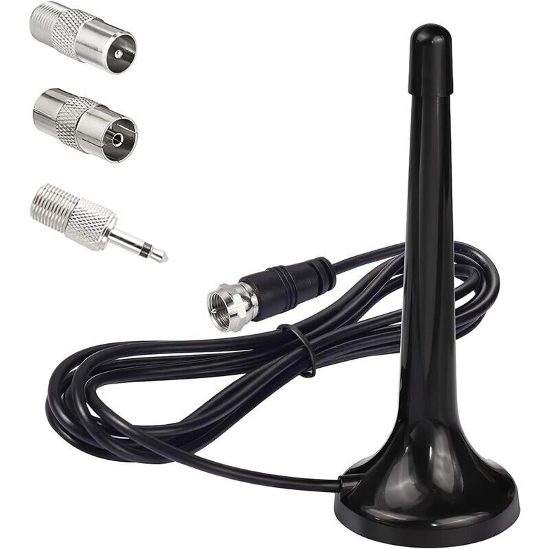 Teleskopierbare FM/DAB-Zimmerantenne mit Magnetfuß, kompatibel mit Stereo-Receivern, tragbaren Tunern mit 75-Ohm-Sockel und HiFi-Anlagen