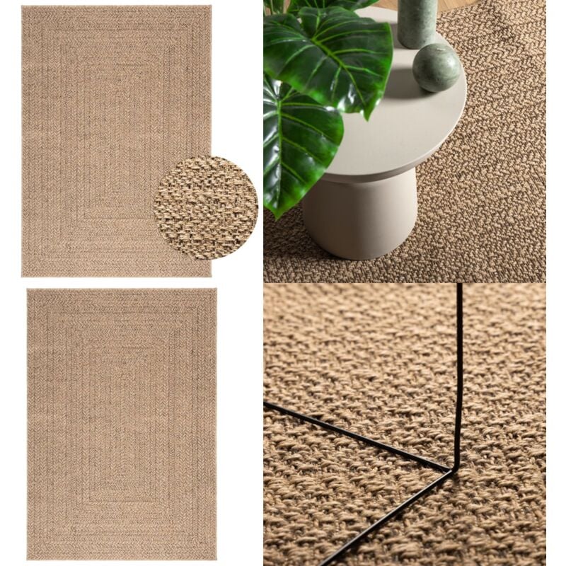 Teppich 120x170 cm Jute-Optik Innen und Außen - Outdoor-Teppich - Terrasse-Teppich - Garten-Teppich - Polypropylen-Teppich - UV-beständiger Teppich