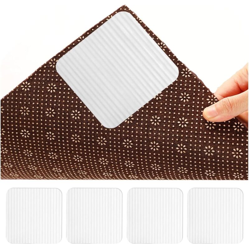 Bluedeer - Teppich-Anti-Rutsch-Pads, 4er-Pack, waschbare Teppichclips, Teppichstöpsel mit Vakuumtechnologie, Hartholzboden-Anti-Rutsch-Pads,