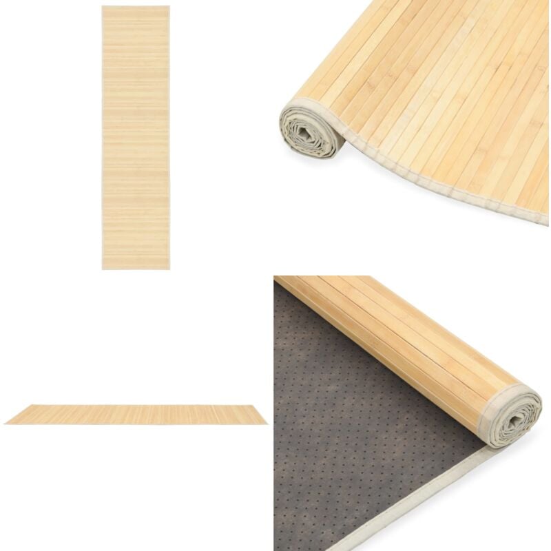 Teppich Bambus 80x300 cm Natur - Bambus Teppich - Naturfaser Teppich - Wohnraum Teppich - Flur Teppich - Rutschfeste Matte - Home & Living