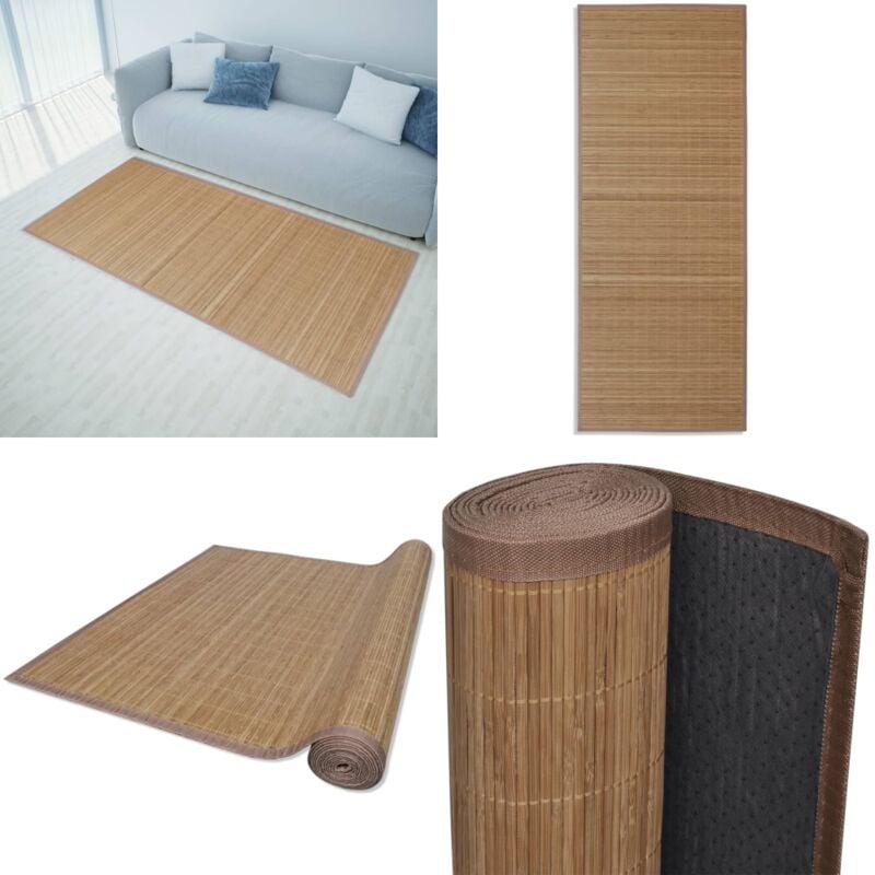 Teppich Bambus Braun Rechteckig 80x200 cm - Bambus Teppich - Wohnzimmer Teppich - Flur Teppich - Rechteckiger Teppich - Naturfarbenes Teppich - Home
