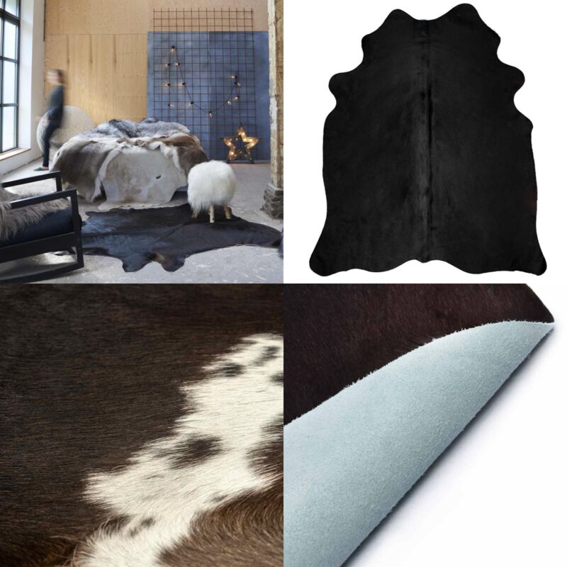 Vidaxl - Teppich Echtes Rindsleder Schwarz 180x220 cm - Echtleder Teppich - Wohnraum Dekoration - Leder Teppich - Wohnbereich Accessoires - Landhaus