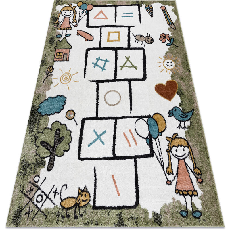 Rugsx - Teppich fun Hop für Kinder, Hopse, Tiere grün green 80x150 cm