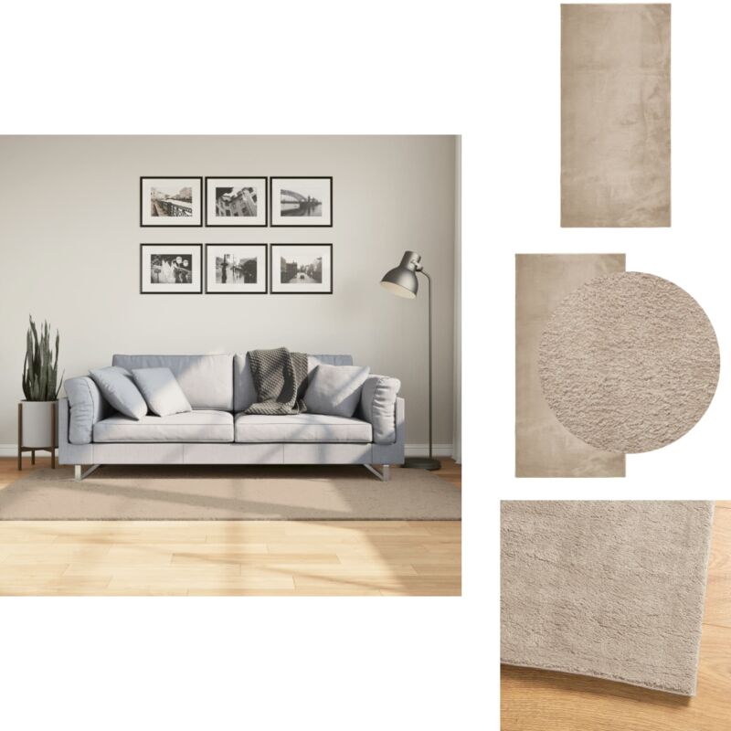 Teppich HUARTE Kurzflor Weich und Waschbar Sandfarben 100x200cm - Kurzflor-Teppich - Sandfarben Teppich - Flauschiger Teppich - Rutschfest