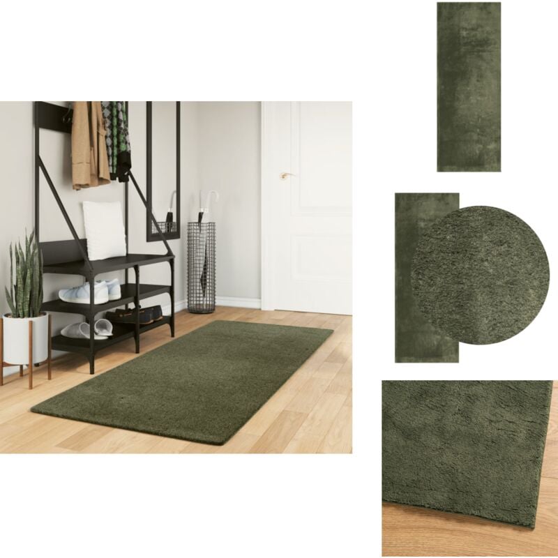 Teppich huarte Kurzflor Weich und Waschbar Waldgrün 80x200 cm - Kurzflor-Teppich - Waldgrüner Teppich - Flauschiger Teppich - Rutschfest - Wascheter