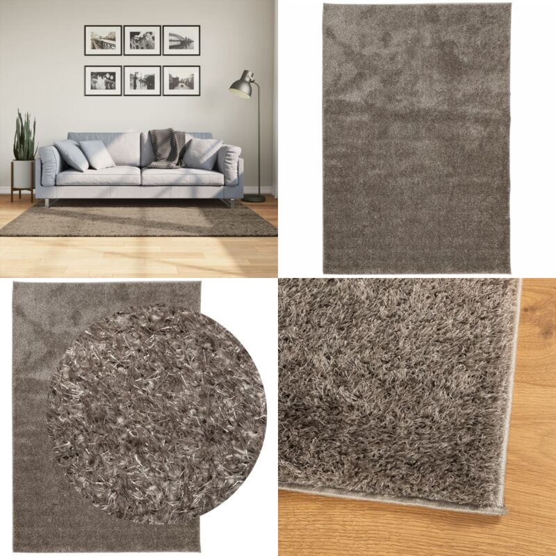 Vidaxl - Teppich istan Hochflor Glänzend Grau 120x170 cm - Weicher Teppich - Kunstpelz - Hochflor - Grauer Teppich - Rutschfeste Unterlage - Home &