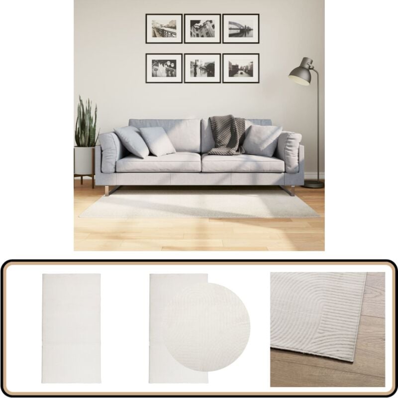 Teppich iza Kurzflor Skandinavischer Look Creme 80x150 cm - Kurzflor-Teppich - Cremefarbener Teppich - Skandinavischer Teppich - Flauschiger Teppich