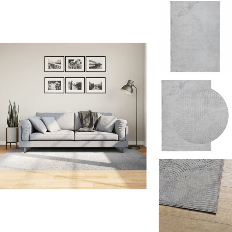 Teppich iza Kurzflor Skandinavischer Look Grau 140x200 cm - Kurzflor-Teppich - Grauer Teppich - Wohnzimmerteppich - Schlafzimmerteppich - Flurteppich