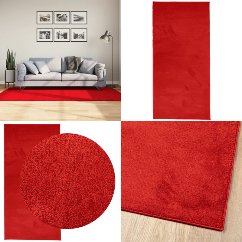 Vidaxl - Teppich oviedo Kurzflor Rot 100x200 cm - Kuscheldecke - Teppich Rot - Wohnraumteppich - Flauschteppich - Kinderzimmerteppich - Home & Living