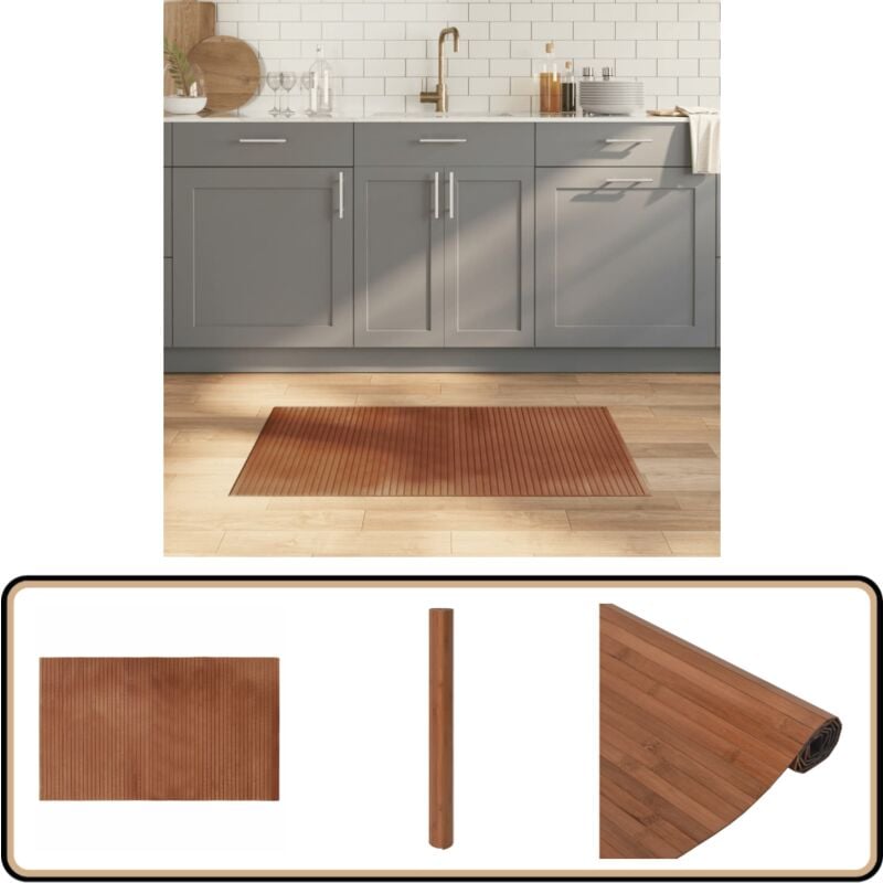 Vidaxl - Teppich Rechteckig Braun 60x100 cm Bambus - Bambus Teppich - Wohnzimmer Teppich - Rutschfester Teppich - Brauner Teppich - Naturell Teppich