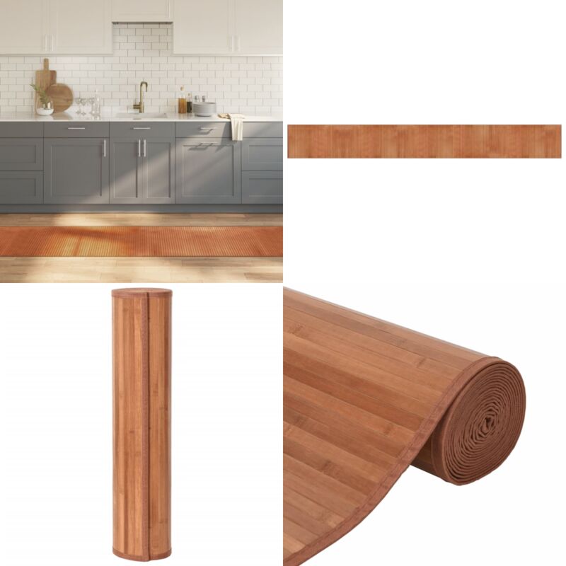 Teppich Rechteckig Braun 60x500 cm Bambus - Bambus Teppich - Wohnzimmer Teppich - Flur Teppich - Rechteckiger Teppich - Naturfarbenes Teppich - Home