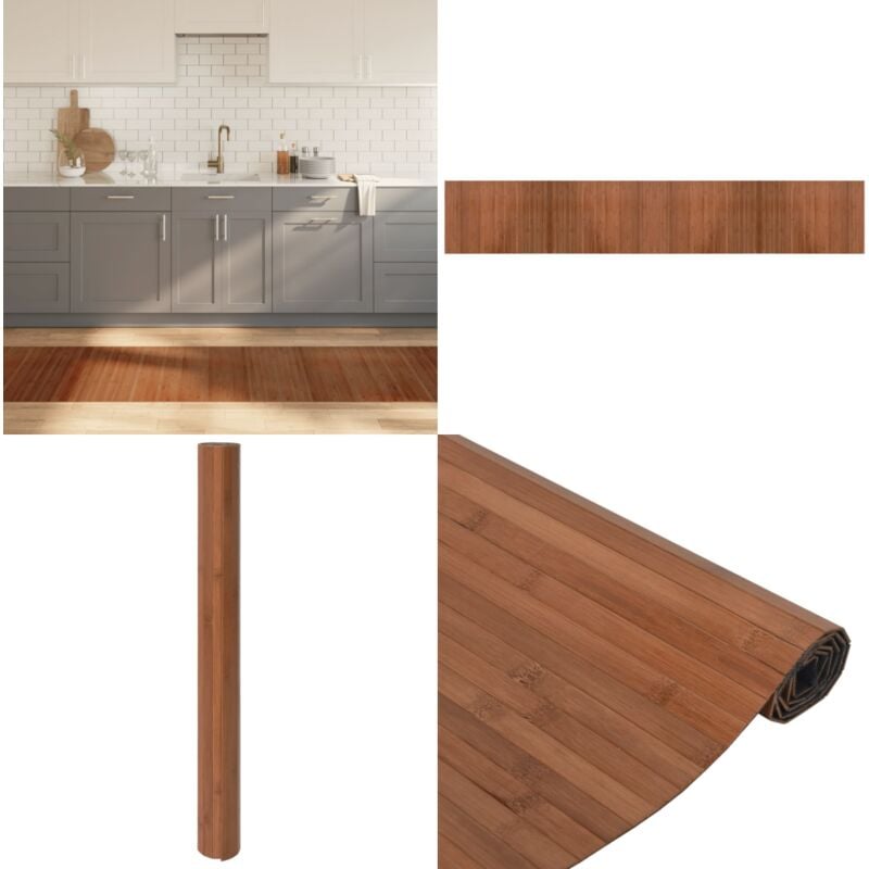 Teppich Rechteckig Braun 70x400 cm Bambus - Bambus Teppich - Naturfaser Teppich - Wohnraum Teppich - Flur Teppich - Rutschfeste Unterlage - Home &