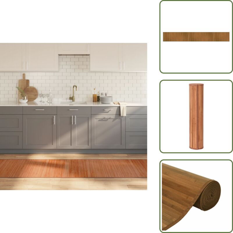Teppich Rechteckig Braun 70x500 cm Bambus - Bambus Teppich - Naturfaser Teppich - Wohnraum Teppich - Flur Teppich - Rutschfeste Oberfläche