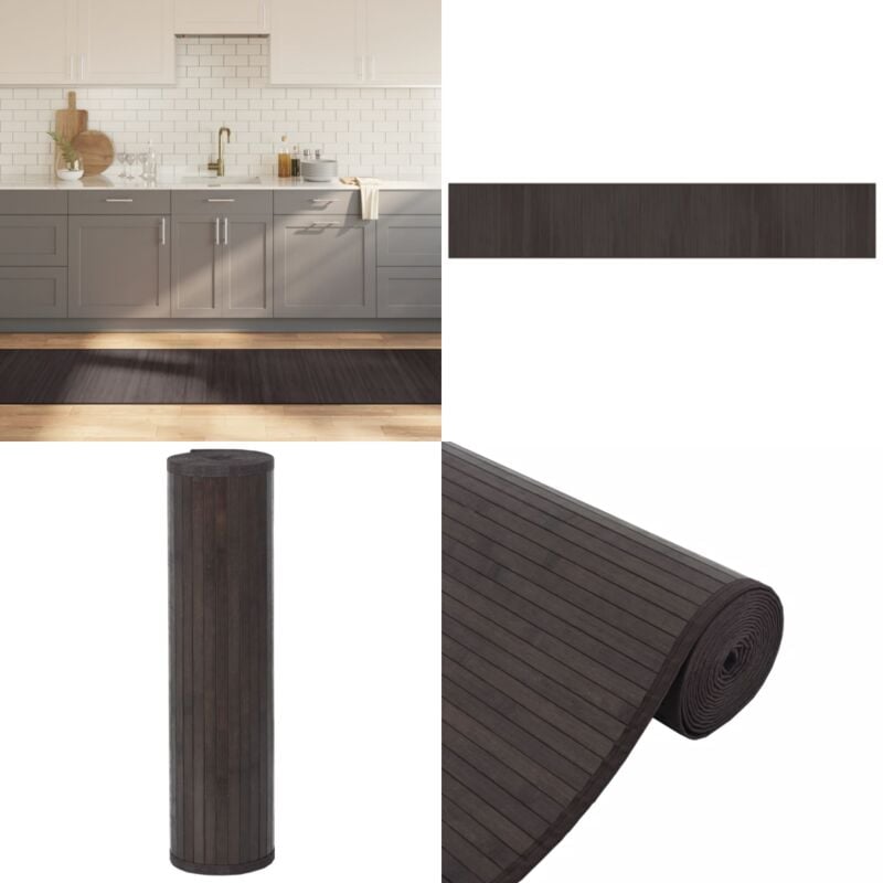 Teppich Rechteckig Dunkelbraun 70x400 cm Bambus - Bambus Teppich - Naturfaser Teppich - Wohnraum Teppich - Flur Teppich - Rutschfeste Oberfläche