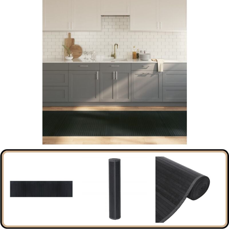Vidaxl - Teppich Rechteckig Grau 100x400 cm Bambus - Bambus Teppich - Grauer Teppich - Wohnraum Teppich - Flur Teppich - Rutschfeste Oberfläche