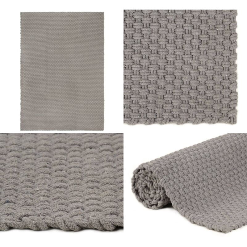 Vidaxl - Teppich Rechteckig Grau 120x180 cm Baumwolle - Baumwollteppich - Grauer Teppich - Rechteckiger Teppich - Wohnraumteppich