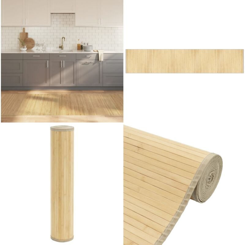 Teppich Rechteckig Hell Natur 100x1000 cm Bambus - Bambus Teppich - Naturfaser Teppich - Wohnraum Teppich - Flur Teppich - Lange Teppiche - Home &