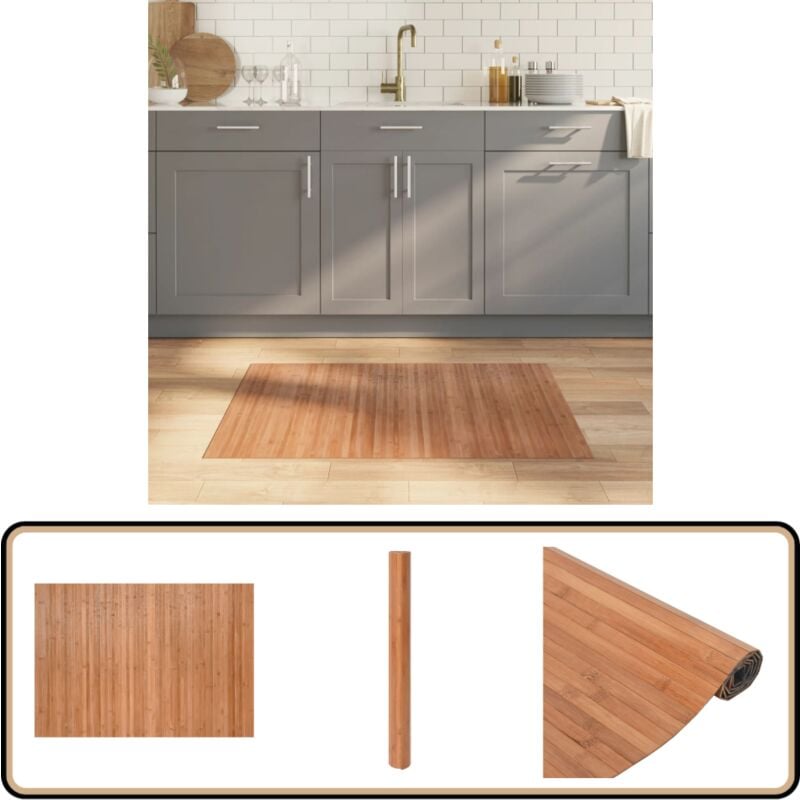 Teppich Rechteckig Natur 70x100 cm Bambus - Bambus Teppich - Naturfaser Teppich - Wohnraum Teppich - Flur Teppich - Rutschfeste Oberfläche