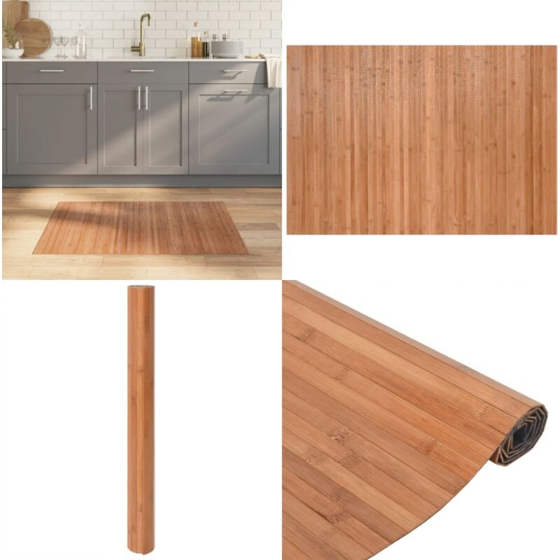 Teppich Rechteckig Natur 70x100 cm Bambus - Bambus Teppich - Naturfaser Teppich - Wohnraum Teppich - Flur Teppich - Rutschfeste Oberfläche - Home &