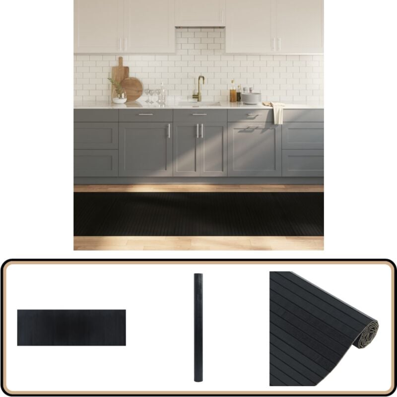 Vidaxl - Teppich Rechteckig Schwarz 100x300 cm Bambus - Bambus Teppich - Wohnzimmer Teppich - Rutschfeste Oberfläche - Rechteckiger Teppich - Schwarz