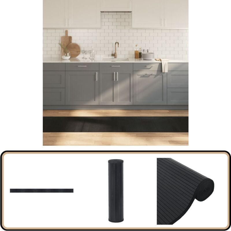 Vidaxl - Teppich Rechteckig Schwarz 60x1000 cm Bambus - Bambus Teppich - Wohnzimmer Teppich - Flur Teppich - Rechteckiger Teppich - Schwarzer Teppich