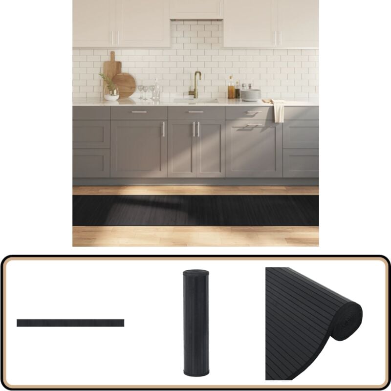 Vidaxl - Teppich Rechteckig Schwarz 70x1000 cm Bambus - Bambus Teppich - Wohnzimmer Teppich - Flur Teppich - Rechteckiger Teppich - Schwarzer Teppich