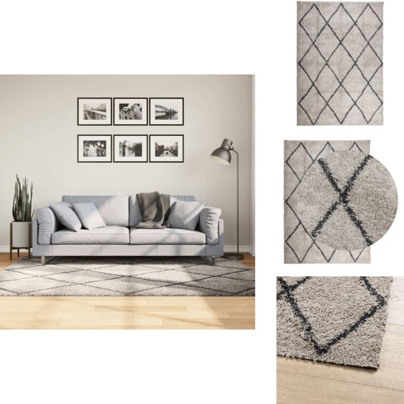 Vidaxl - Teppich Shaggy Hochflor Modern Beige und Anthrazit 140x200 cm - Shaggy Teppich - Hochflor Teppich - Wohnzimmer Teppich - Schlafzimmers