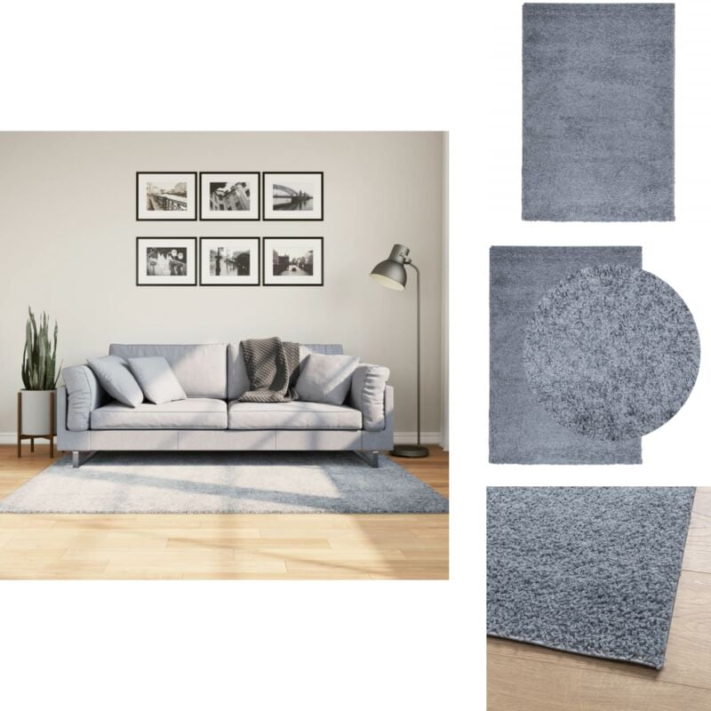 Teppich Shaggy Hochflor Modern Blau 120x170 cm - Shaggy Teppich - Blau - Hochflor - Wohnzimmer Teppich - Flur Teppich