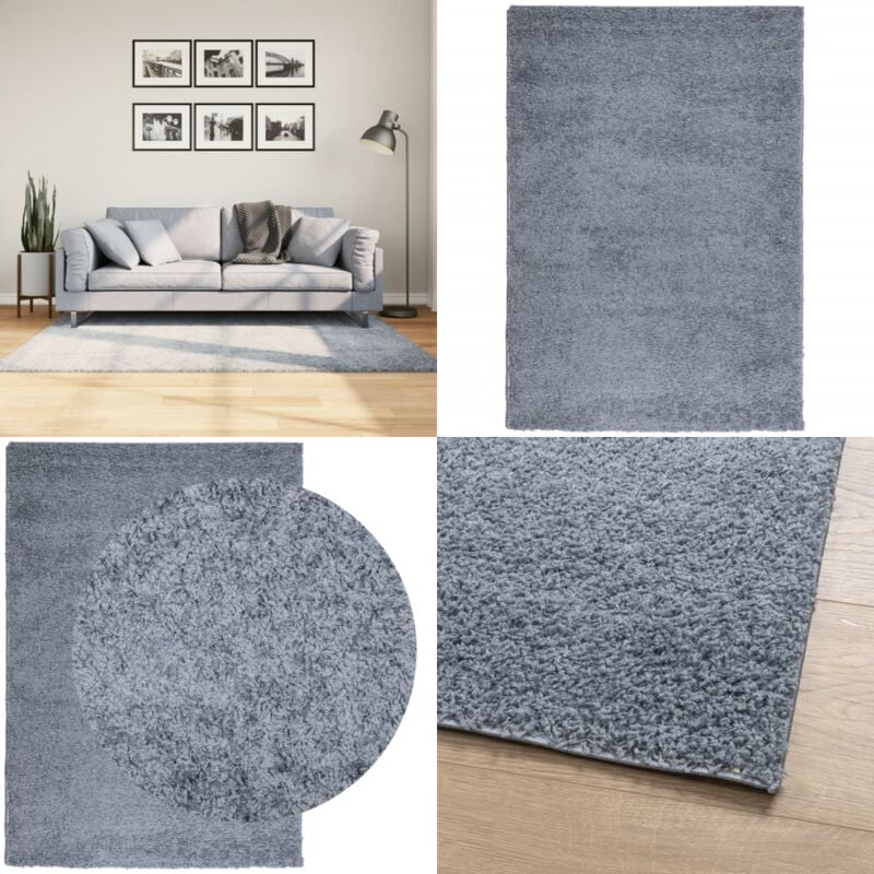 Teppich Shaggy Hochflor Modern Blau 120x170 cm - Shaggy Teppich - Blau - Hochflor - Wohnzimmer Teppich - Flur Teppich - Home & Living